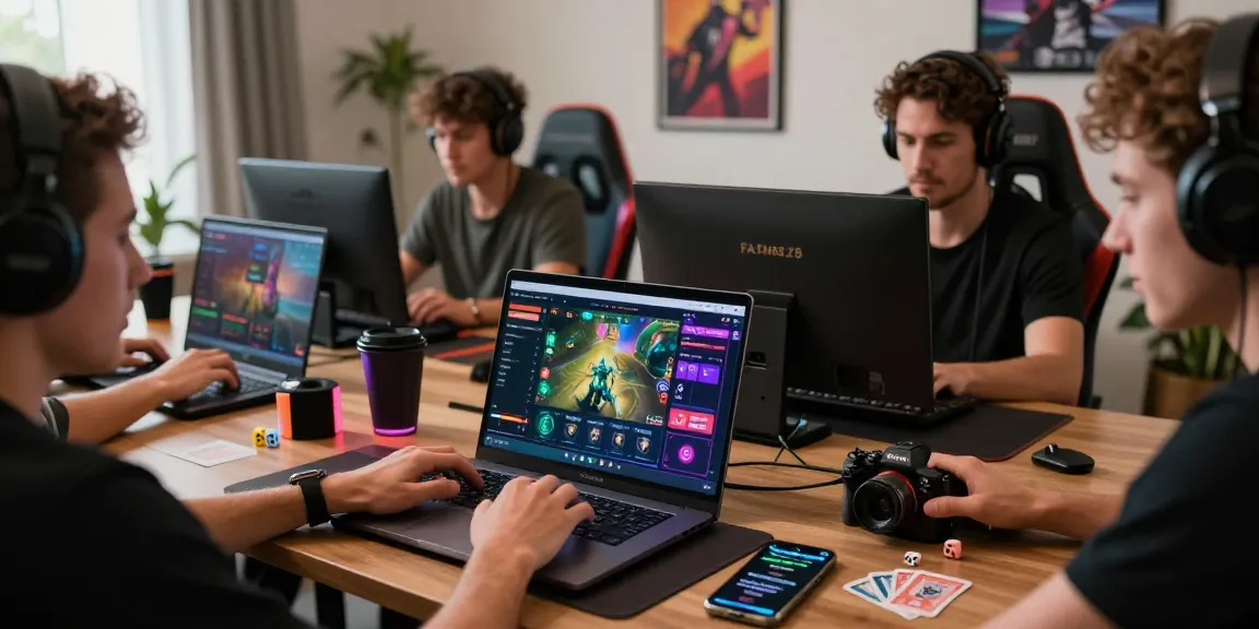 Online gaming excitement with FAFA828 platform on laptop in modern home office.