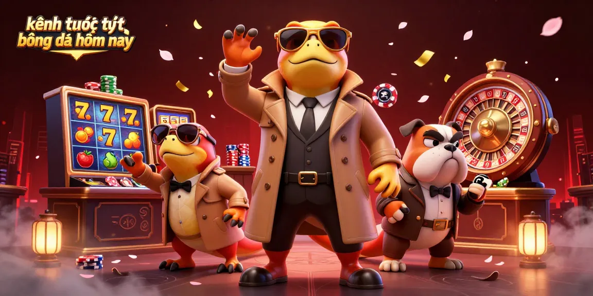 Stream kênh trực tiếp bóng đá hôm nay with bold 3D characters enjoying slots and casino action.