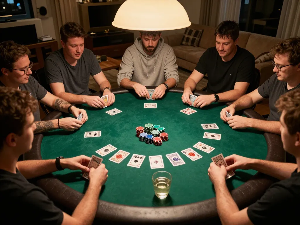Engagierte Spieler genießen ein freundliches Poker-Spiel, während Immobilienmakler Frankfurt Eschersheim eine strategische Umgebung für den Erfolg schafft.