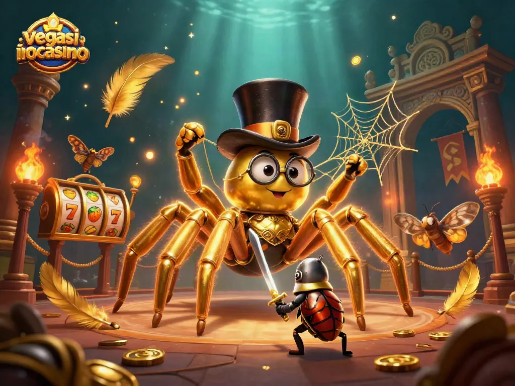 Experience exciting gameplay at vegasinocasino as golden elements swirl around dynamic characters.