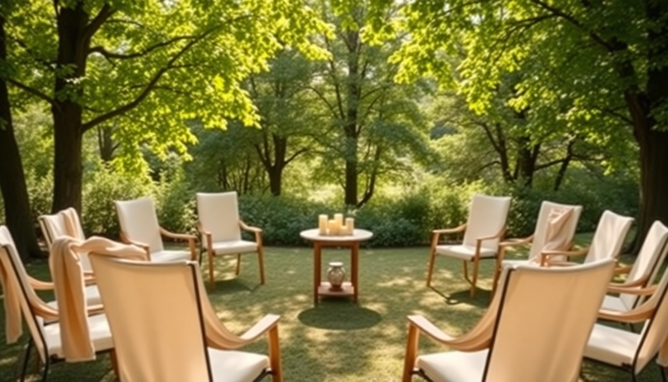 Sternenkinder Seminar: Serene outdoor seminar setup for reflection and support with peaceful surroundings.